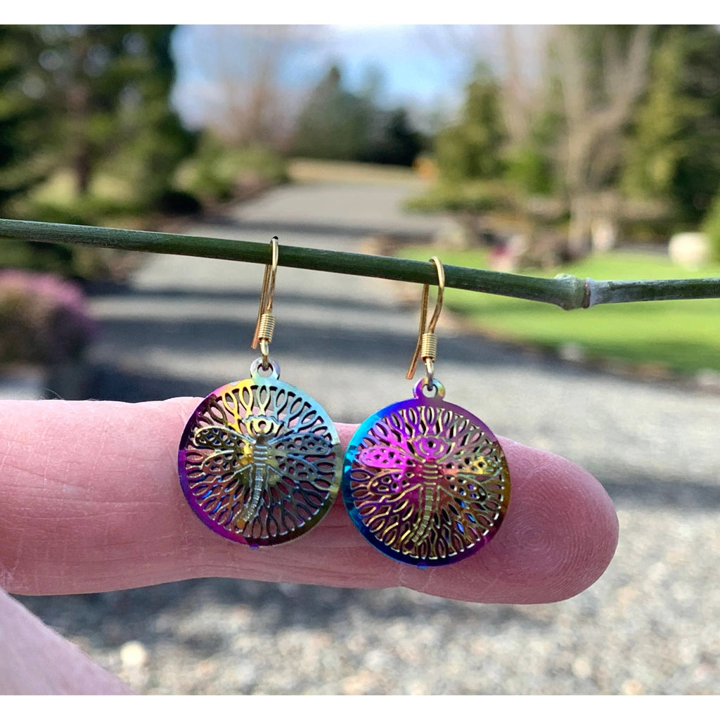 Colored Metal Earrings -  Butterfly
