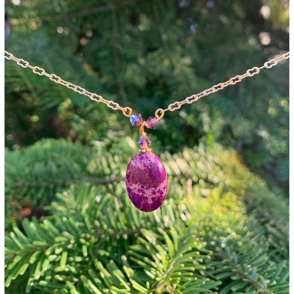 Magnesite 18" Chain Necklace- Purple