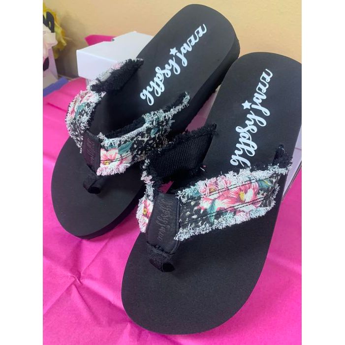 Black & Pink Gypsy Jazz Flip Flops~ Special purchase