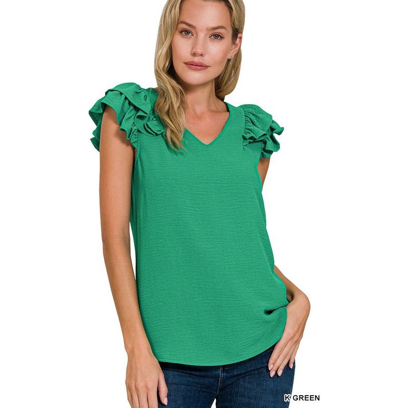 Tiered Sleeve Ruffle Top Sm~ XL 4 Colors