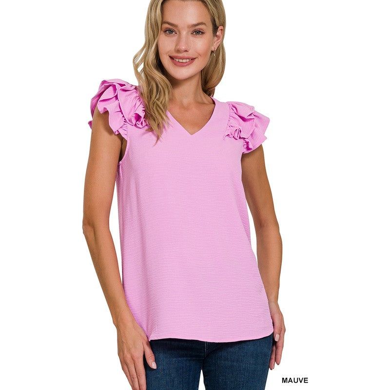 Tiered Sleeve Ruffle Top Sm~ XL 4 Colors