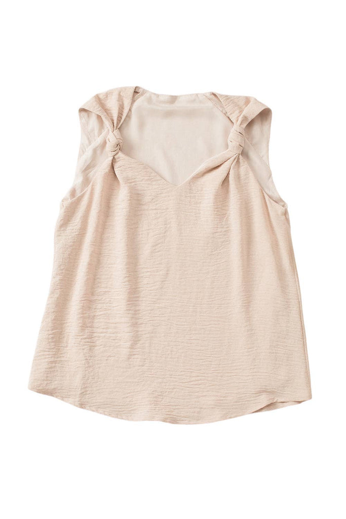 Knotted V-Neck Tank Top: Rose / XL