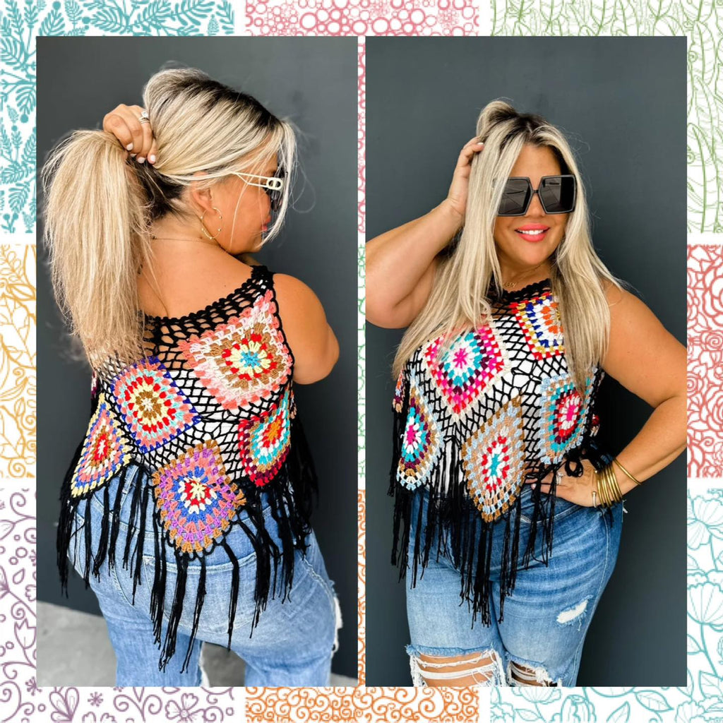 Blakeleys Gypsy Crochet tops fits Small ~ Largeish  ~ Round 3 15% off