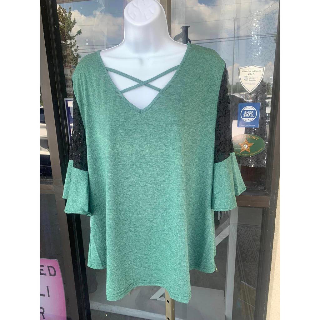 Green Lace Top XL-2XL Now 50% off
