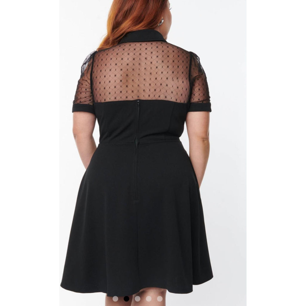 Black Lace Sheer Plus Size Dress Now 50% off