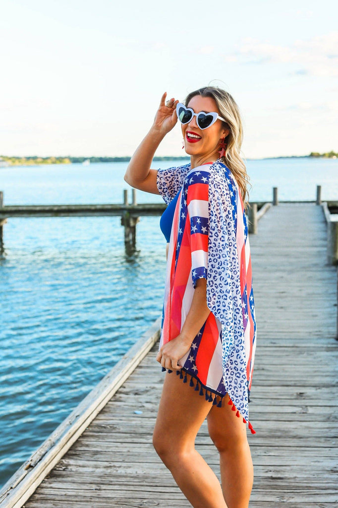 Stars and stripes how about that cover up with blue and red tassels: Patriotic / Small/Medium