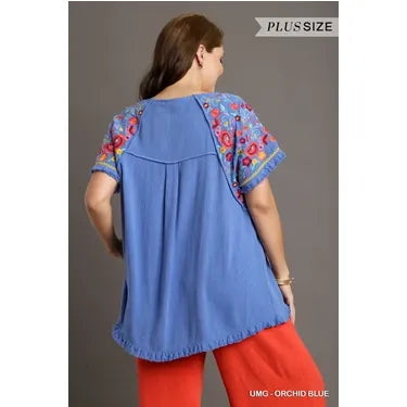 Orchid Embroirdered Plus Size Top