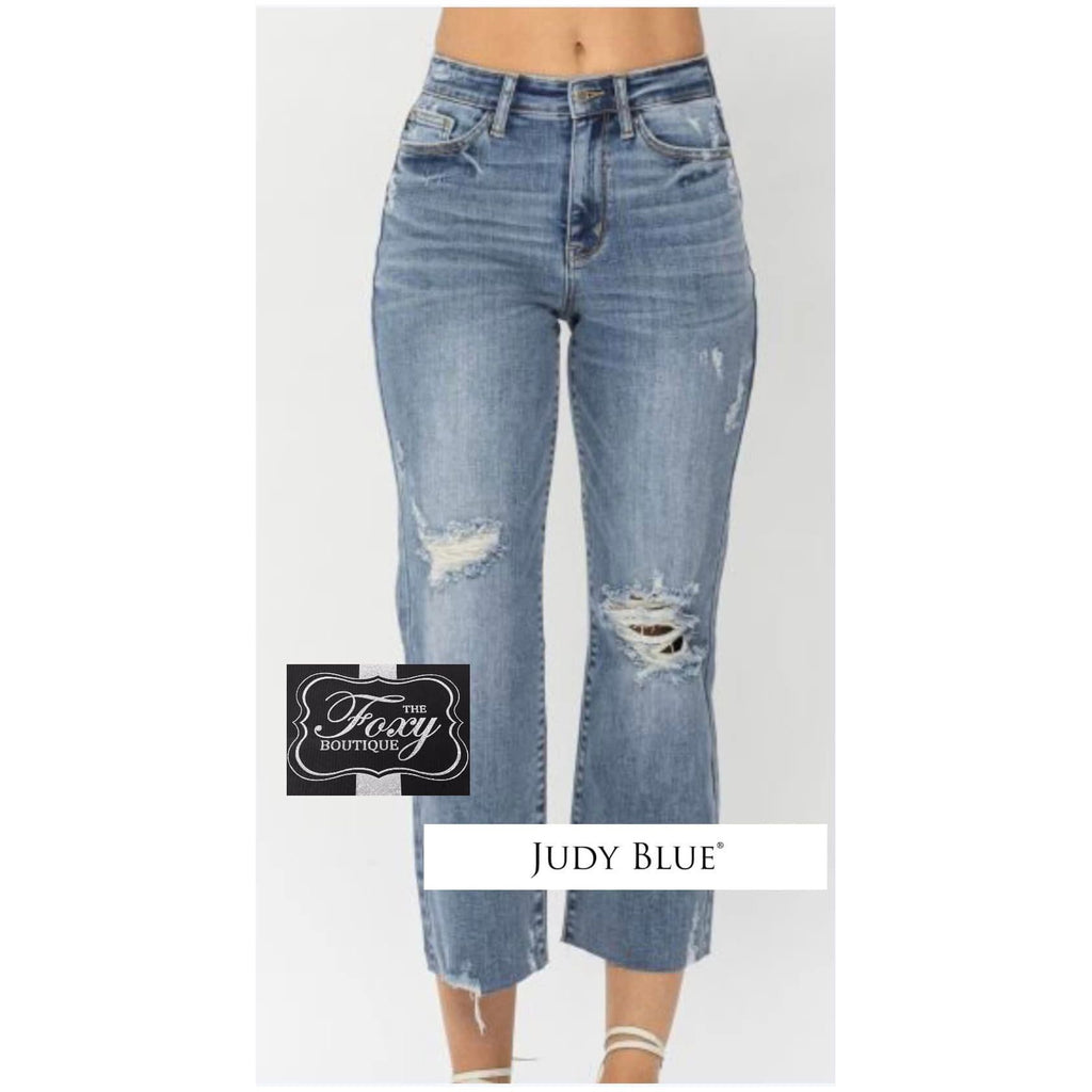 Judy Blue destroyed cropped wide leg ~ Restocked a few sizes
