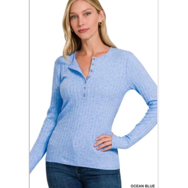 Ribbed Knit Button Down Tops 2 Great Colors