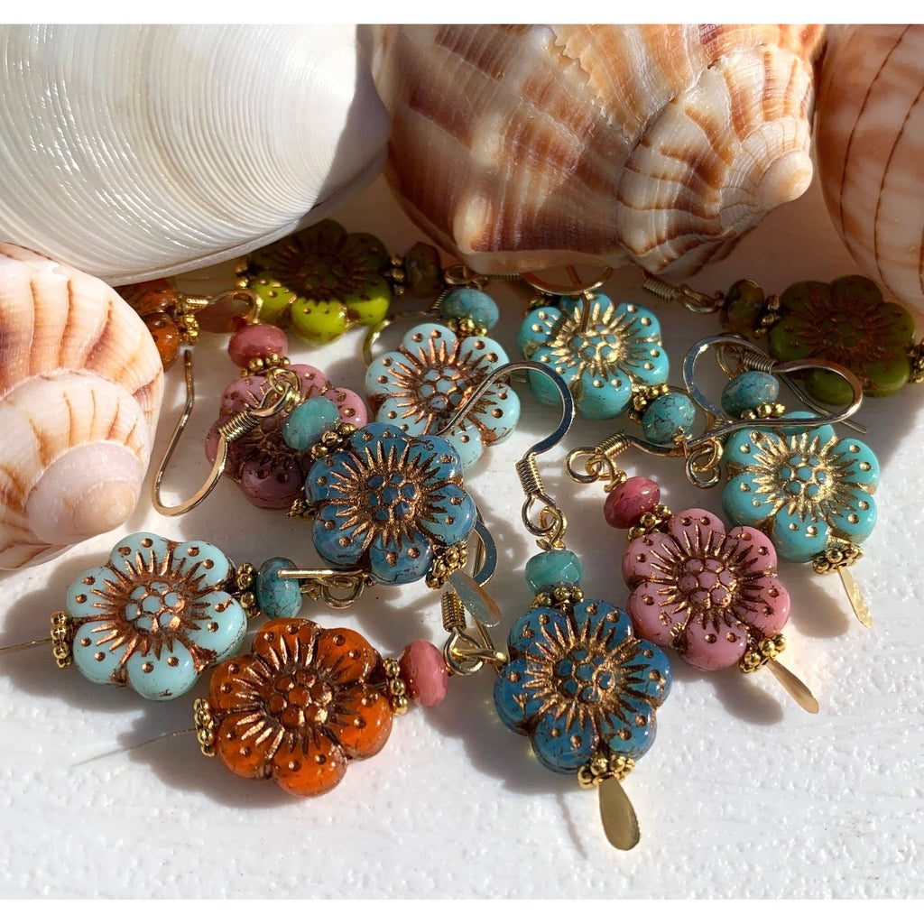 Flower Earrings - 6 Colors: Blue