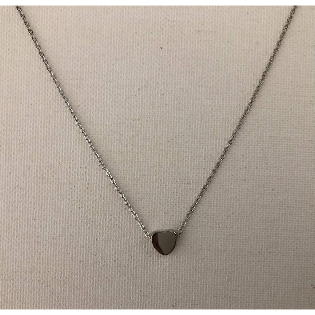 Mini Heart Slider Necklace/Silver tone