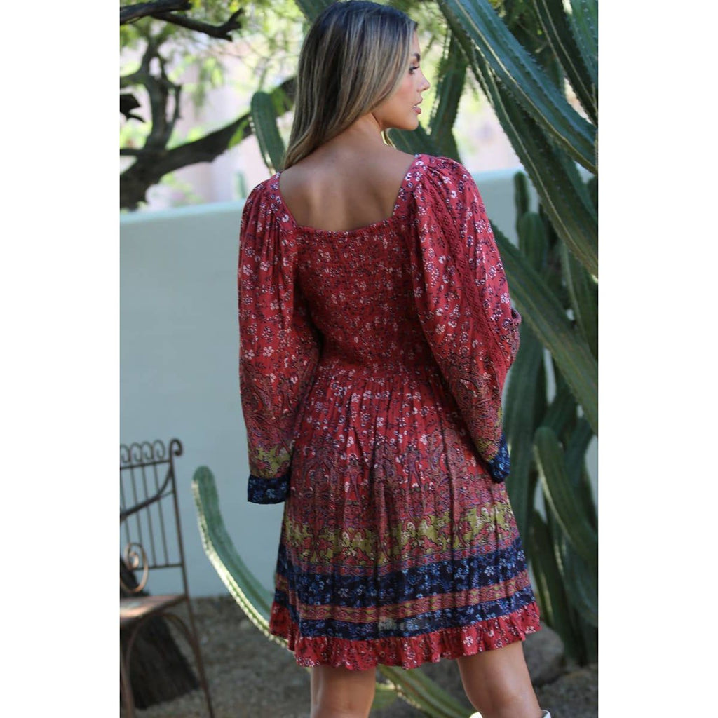 Boho WIDE BELL SLEEVE DRESS WITH CROCHET LACE TRIM ~ Now 30% off