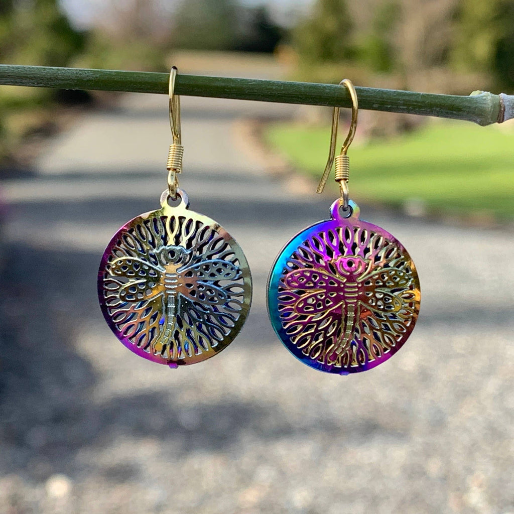 Colored Metal Earrings -  Butterfly