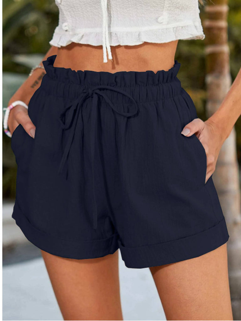 Solid Color Loose Casual Fashion Shorts: Black / M