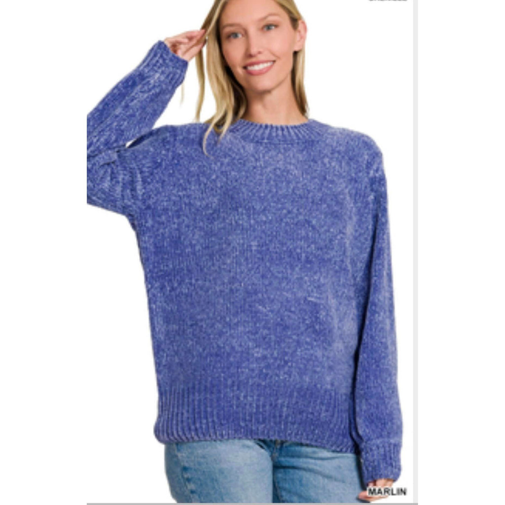 Chenille Round Neck Sweaters