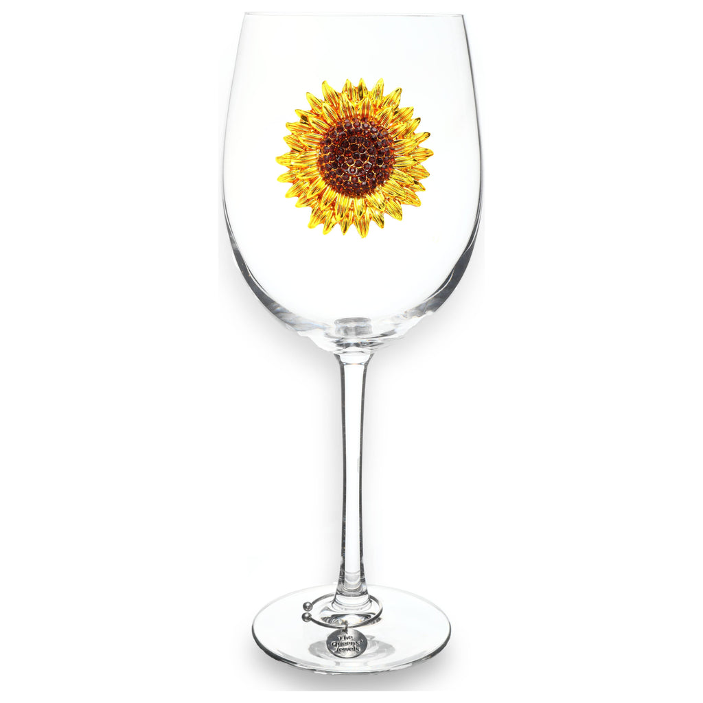 Sunflower Jeweled Stemmed Wine Glass