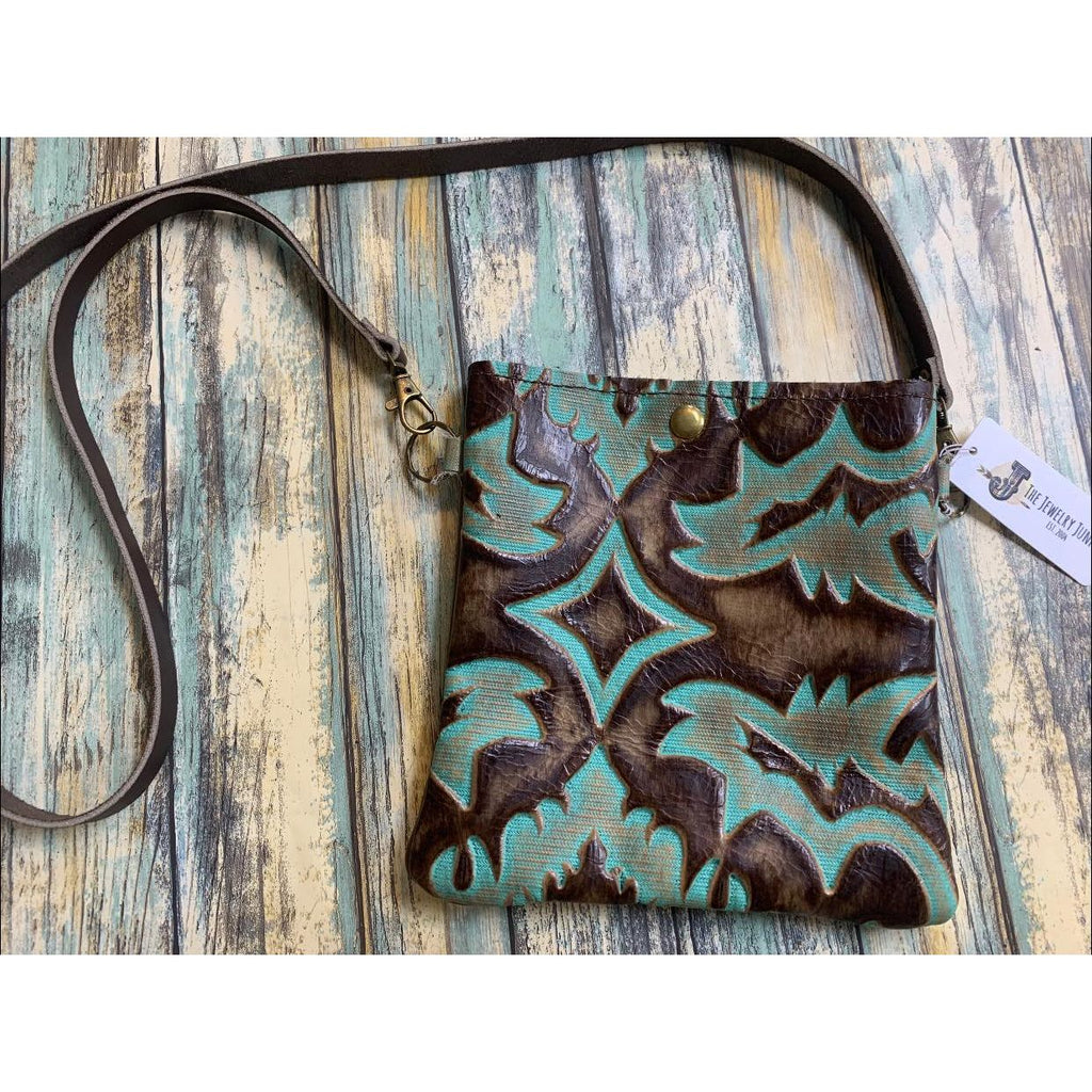 SALE ~ Crossbody Handbag with Turquoise Laredo Leather