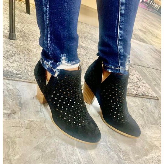 Lattice Black cut out booties only a few sizes left