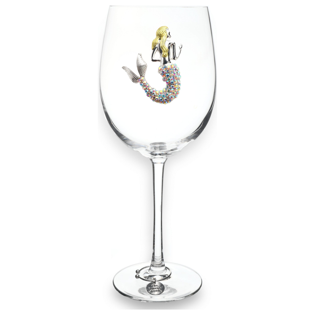 Aurora Borealis Mermaid Jeweled Stemmed Wine Glass
