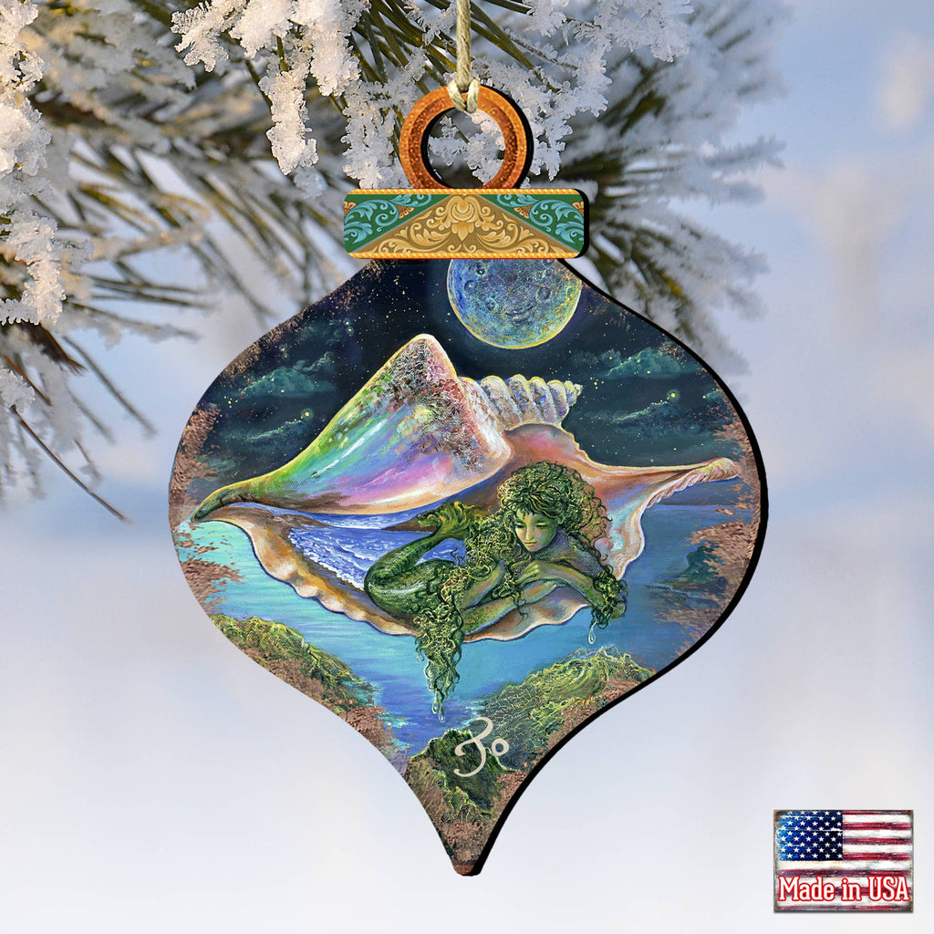 Sea View Shell Wood Ornament by Josephine Wall