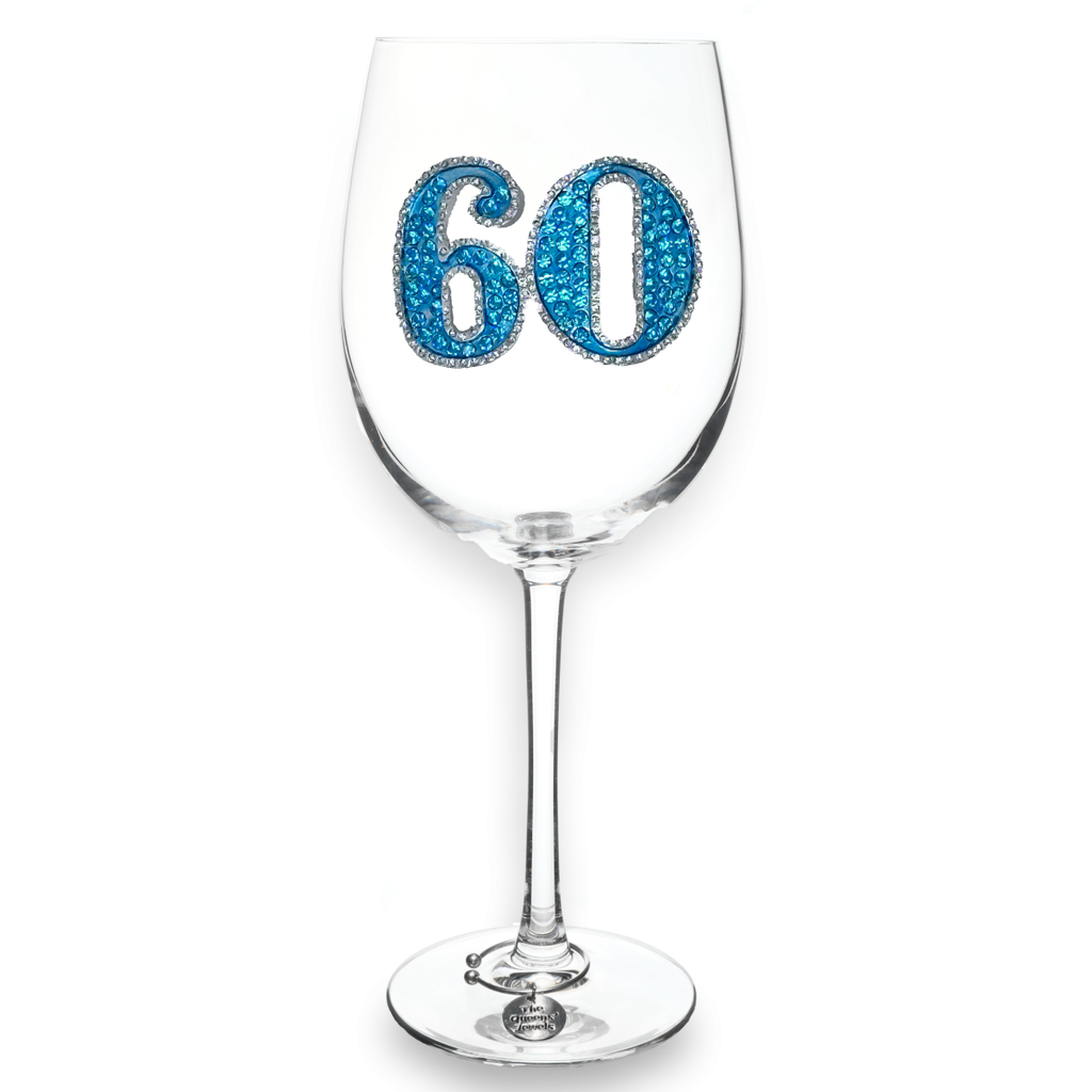 60th Birthday Jeweled Stemmed Wine Glass
