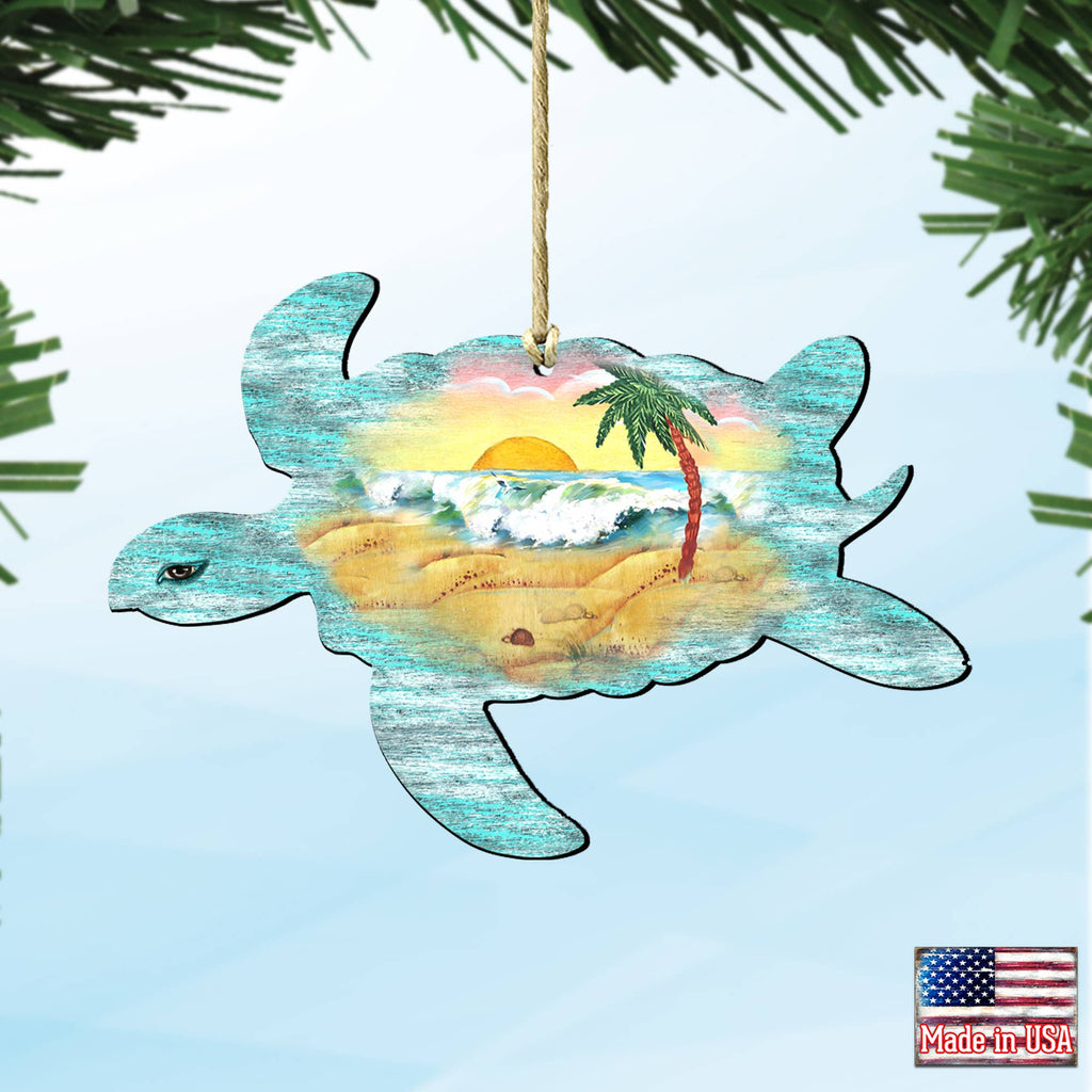 Turtle Scenic Wood Christmas Ornament G.DeBrekht Coastal